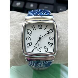 Varsales Silver Tone Blue Band Women’s Cuff Watch